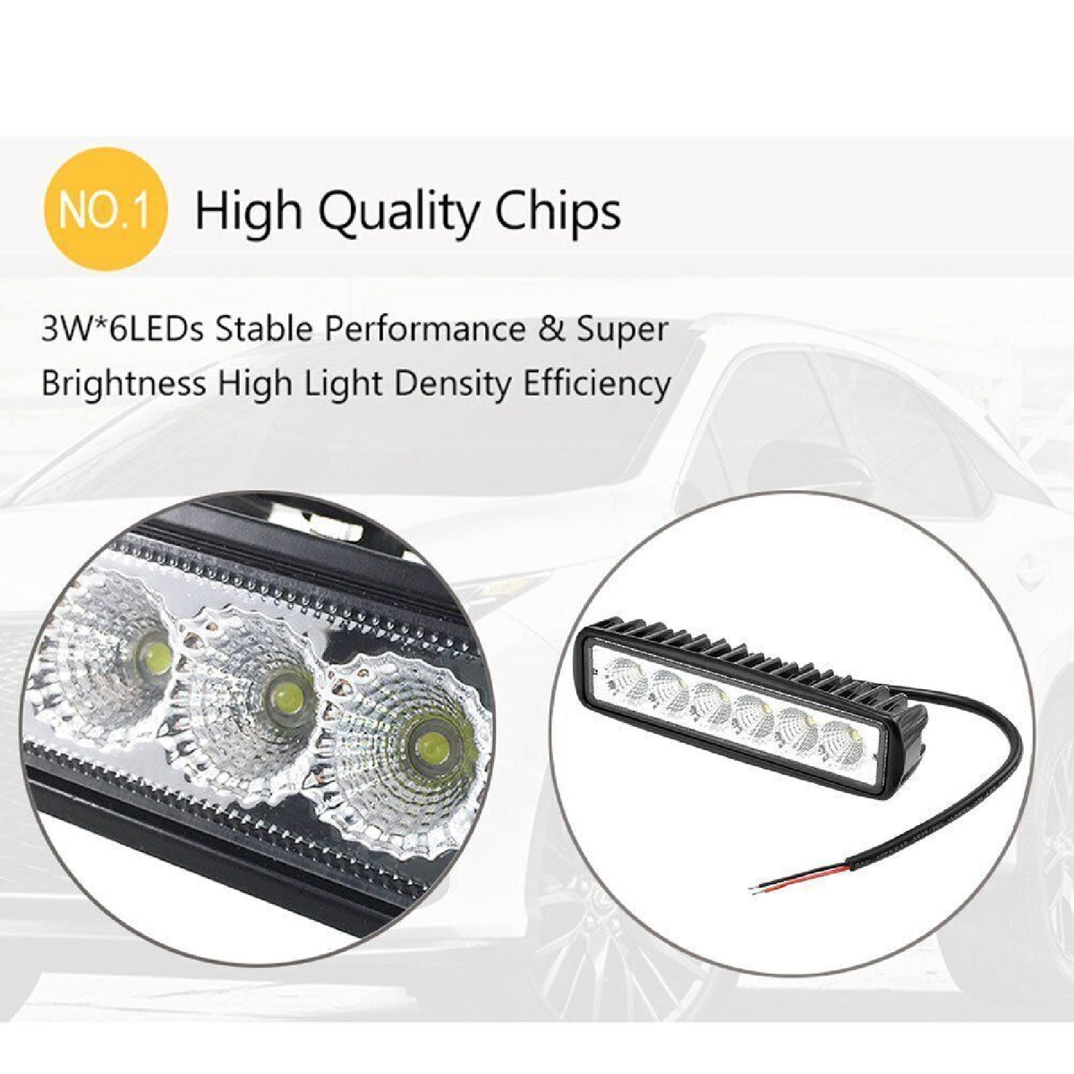 2x Portable 6Inch Led Work Light Bar Spot Flood Reverse Fog Driving Lights 4WD
