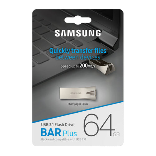 Samsung Bar Plus 64GB USB 3.1 Flash Drive 200MB/S Memory Stick Pen Drive Laptop