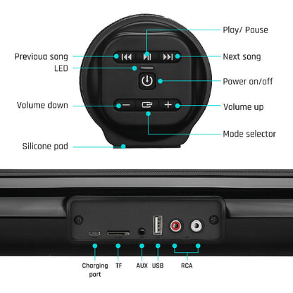 Wireless TV Soundbar Subwoofer Speaker Bluetooth 5.0 Home Surround Theater 40W
