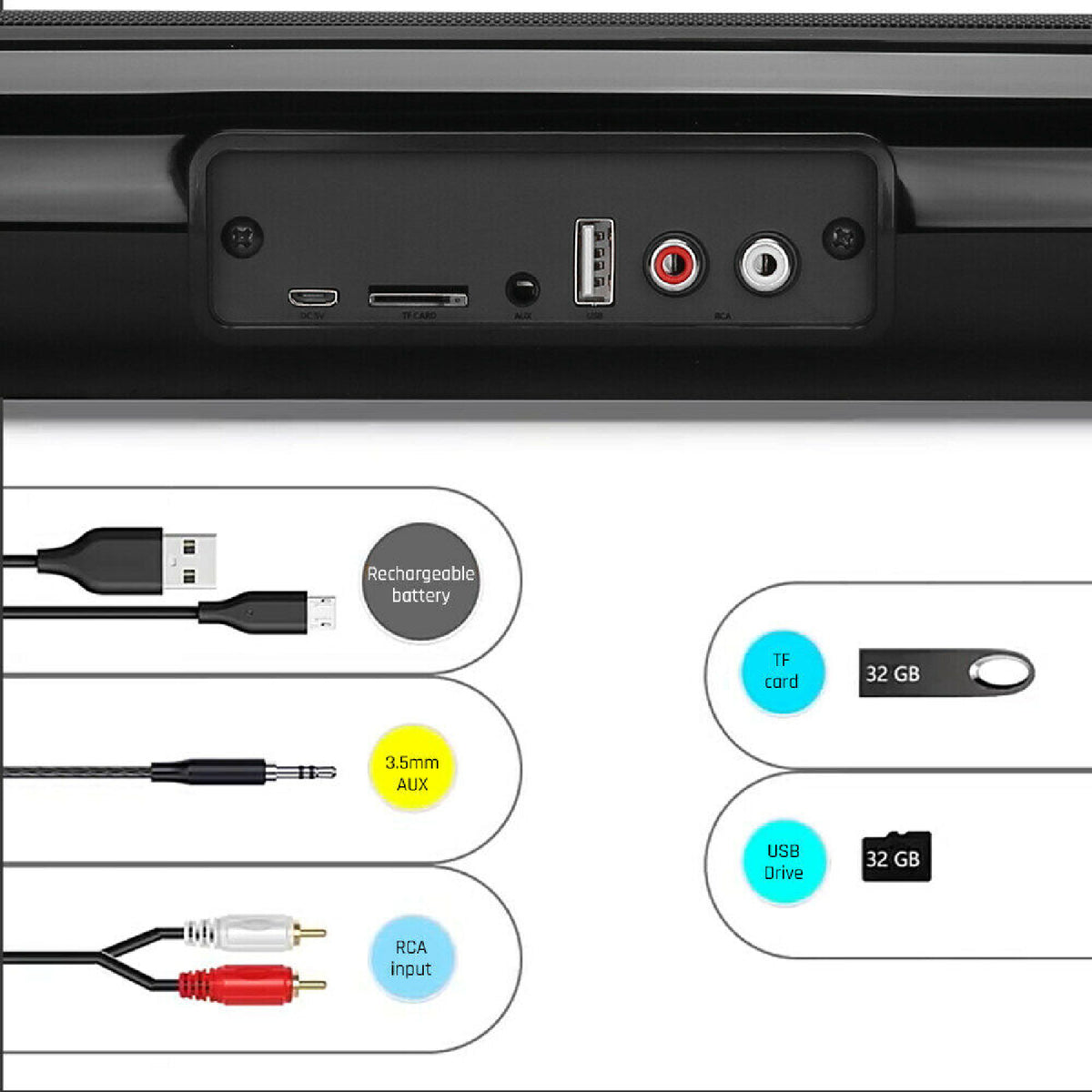 Wireless TV Soundbar Subwoofer Speaker Bluetooth 5.0 Home Surround Theater 40W