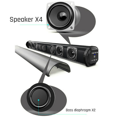 Wireless TV Soundbar Subwoofer Speaker Bluetooth 5.0 Home Surround Theater 40W