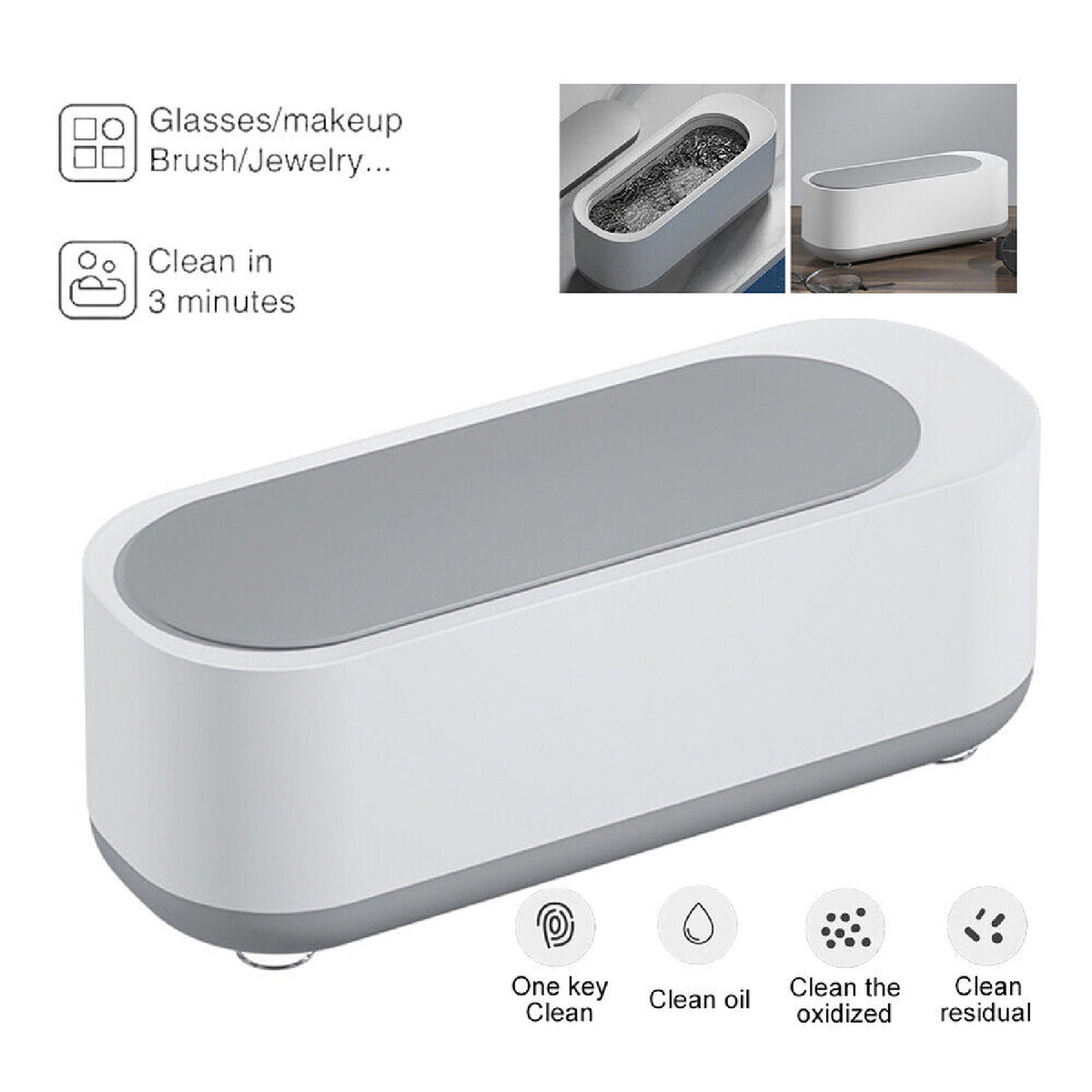 Ultrasonic Cleaner Sonic Wave Stainless Steel Tank Jewelry Watch Clean Universal