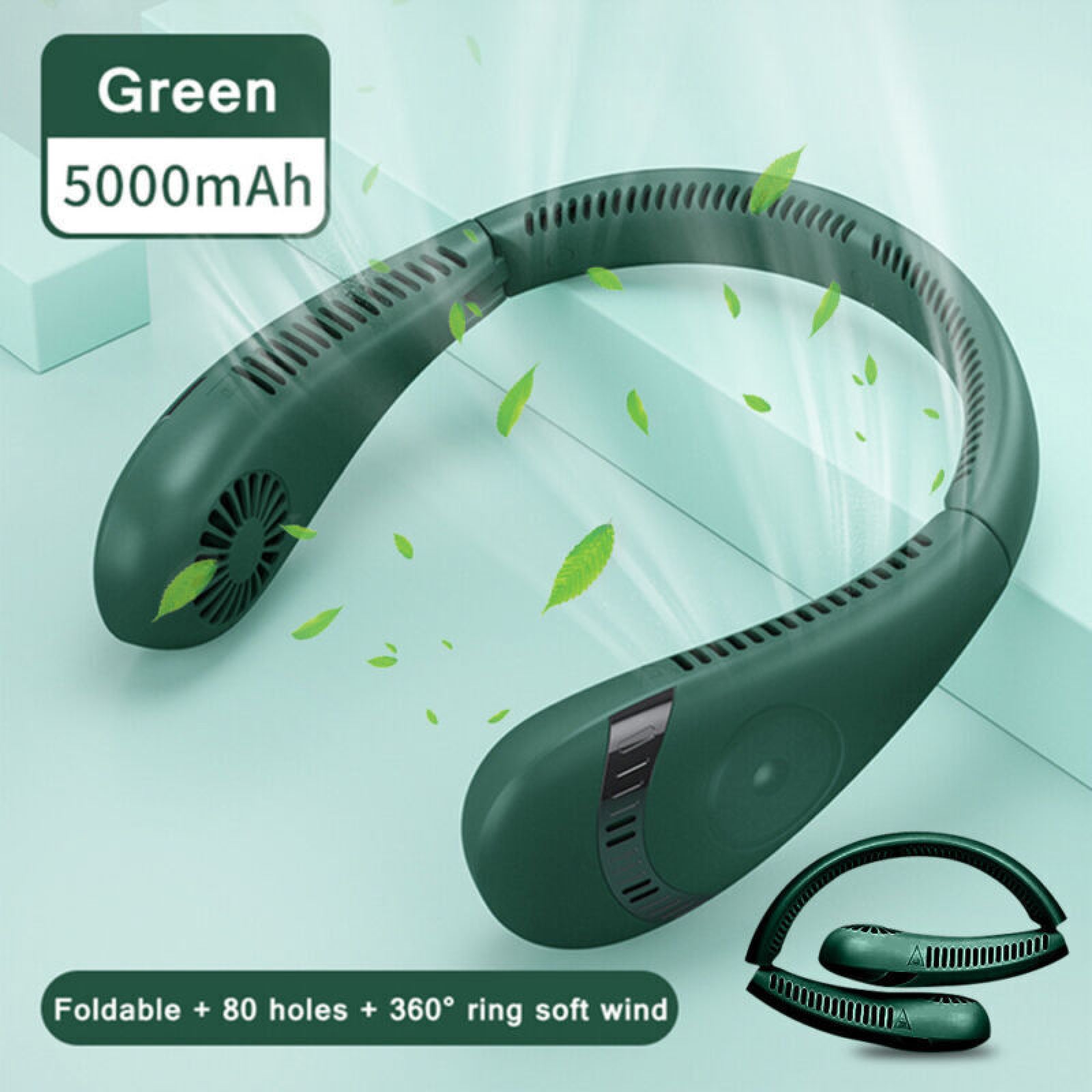 Portable Mini Bladeless Leafless Neck Fan Hanging Air Cooler USB Rechargeable