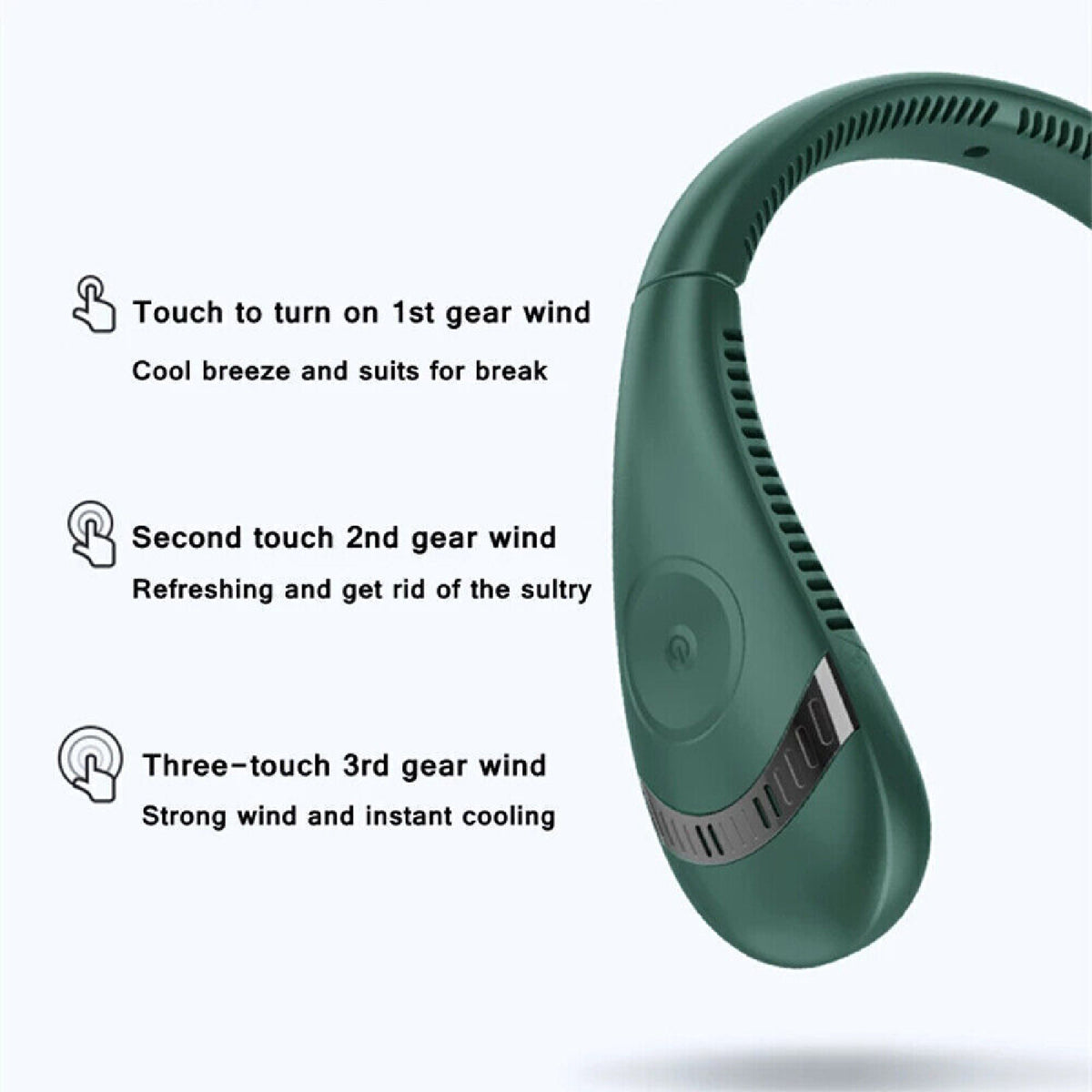 Portable Mini Bladeless Leafless Neck Fan Hanging Air Cooler USB Rechargeable
