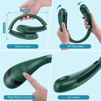 Portable Mini Bladeless Leafless Neck Fan Hanging Air Cooler USB Rechargeable
