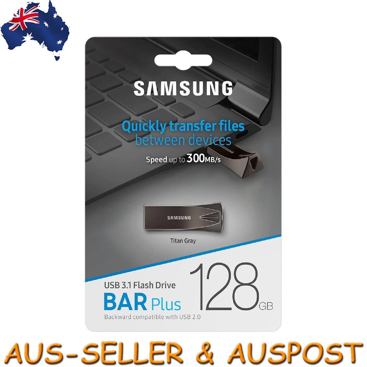 Samsung Bar Plus 128GB USB 3.1 Flash Drive 300MB/S Memory Stick Pen Drive Laptop