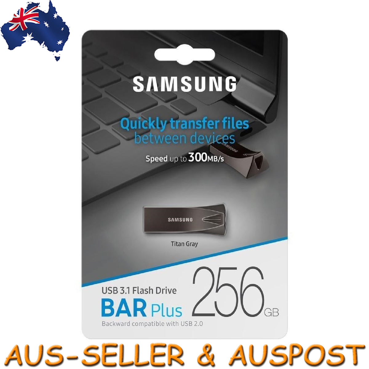 Samsung Bar Plus 256GB USB 3.1 Flash Drive 300MB/S Memory Stick Pen Drive Laptop