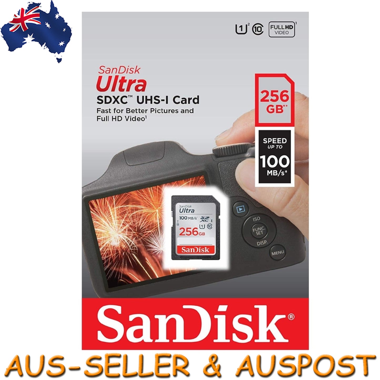 SanDisk Ultra 256GB SDXC 100MB/S Class 10 SD Camera Memory TF Card DSLR Full HD