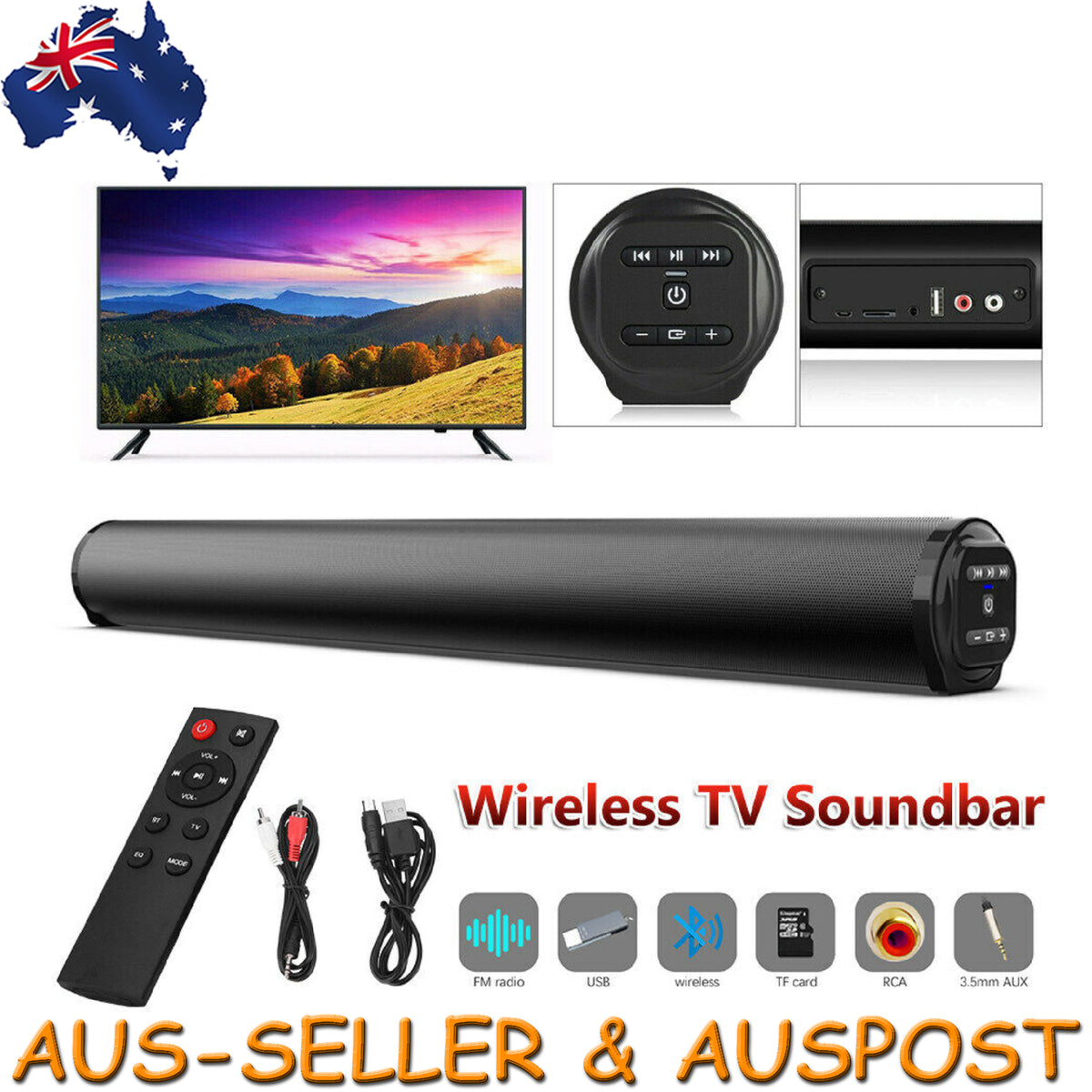 Wireless TV Soundbar Subwoofer Speaker Bluetooth 5.0 Home Surround Theater 40W