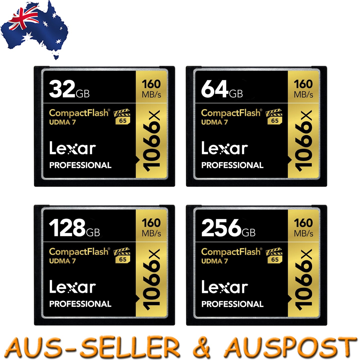 Lexar Professional UDMA7 32GB 64GB 128GB 256GB Compact Flash CF Memory Card DSLR