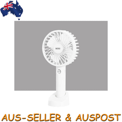 Portable Mini Hand-Held Desk Fan Cooling Cooler USB Rechargeable 3 Speed White