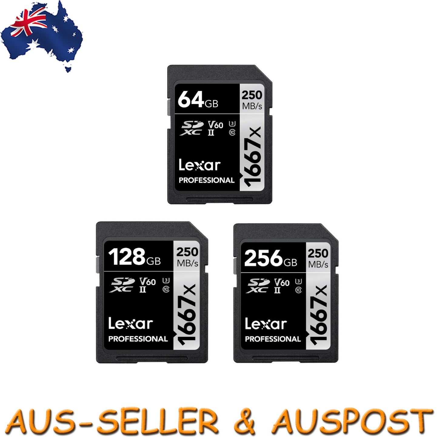 Lexar Professional 64GB 128GB 256GB 250MB/s SD Camera Memory Card 4K Video DSLR