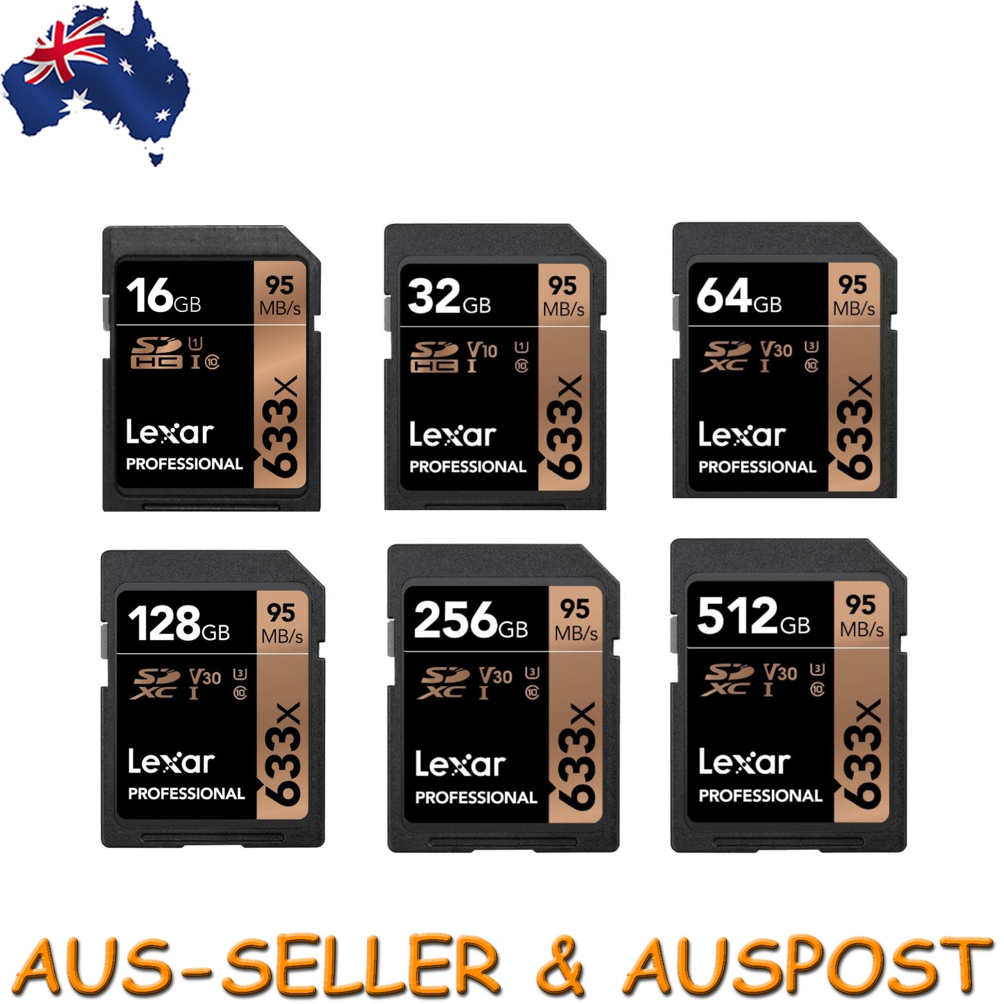 Lexar Professional 32GB 64GB 128GB 256GB 512GB SD Camera Memory Card DSLR 4K
