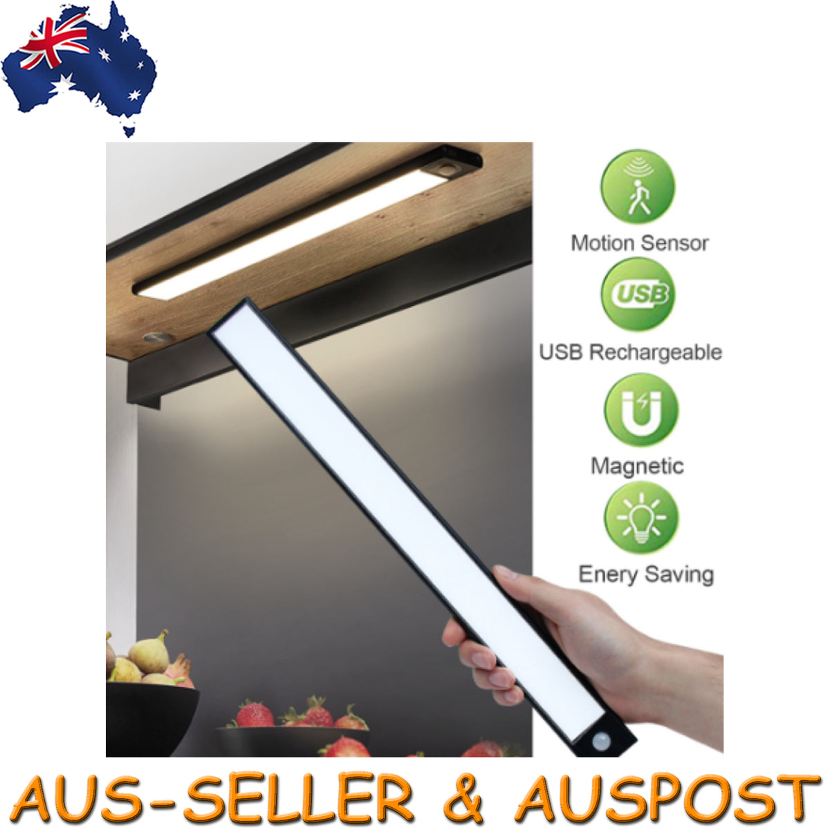Rechargeable LED Motion Sensor Under Closet Light Magnetic Cabinet Dimmable Lamp