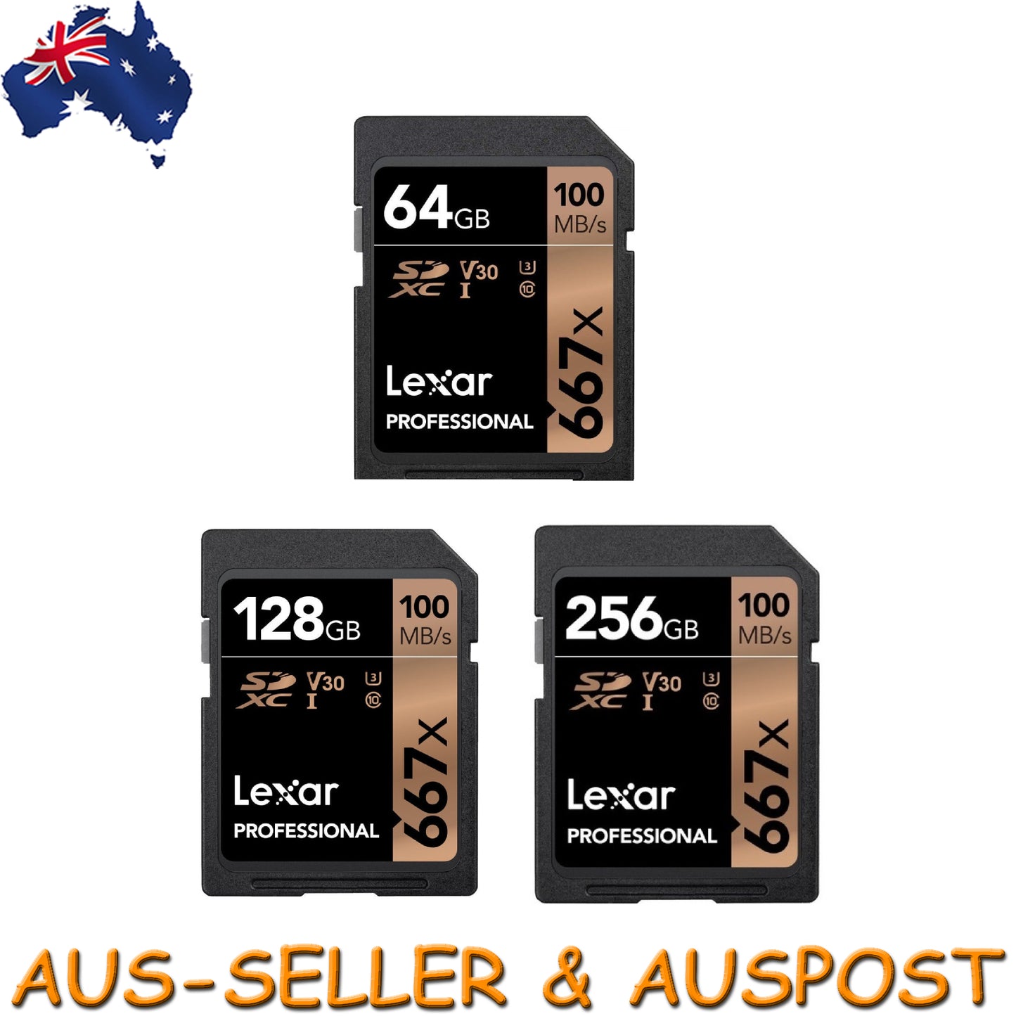 Lexar Professional 64GB 128GB 256GB 100MB/s SD Camera Memory Card 4K Video DSLR
