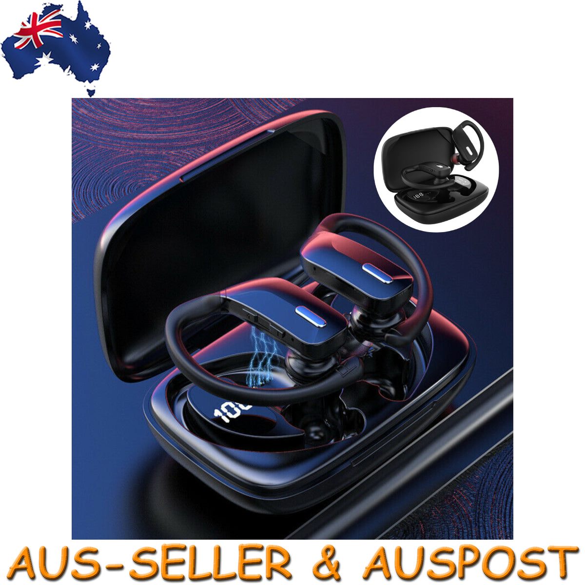 Wireless Bluetooth Earphones Headphones Sweatproof Sport Gym Earbuds With Mic
