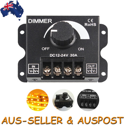 30A LED Switch Dimmer Controller DC 12V-24V Manual Operation For Strip Lights