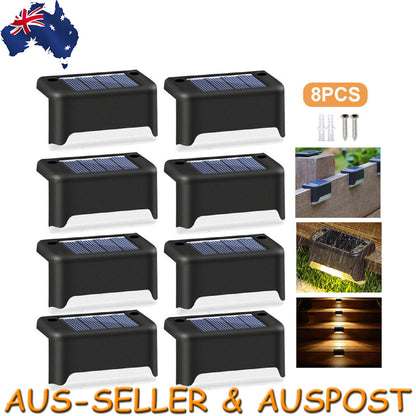 Solar LED Stairs Step Lights Garden Deck Patio Pathway Fence Lamp Outdoor