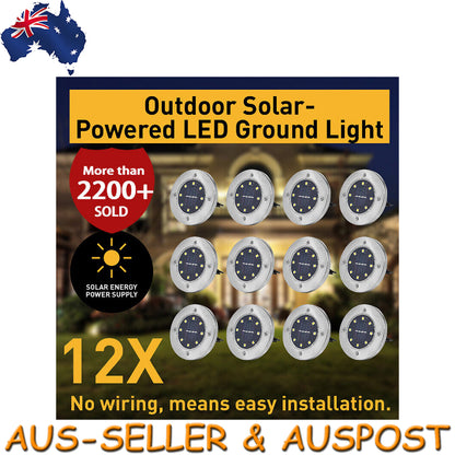 Solar Powered LED Buried Inground Recessed Light Garden Deck Pathway Outdoor