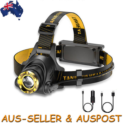 Waterproof LED Head Torch Headlight Camping Headlamp USB Rechargeable 12000000lm
