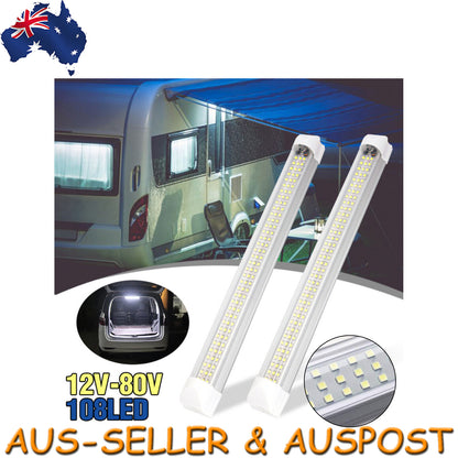 2x LED Strip Lights Bar Car 12V Camping Light Interior Lamp Caravan Boat Fishing
