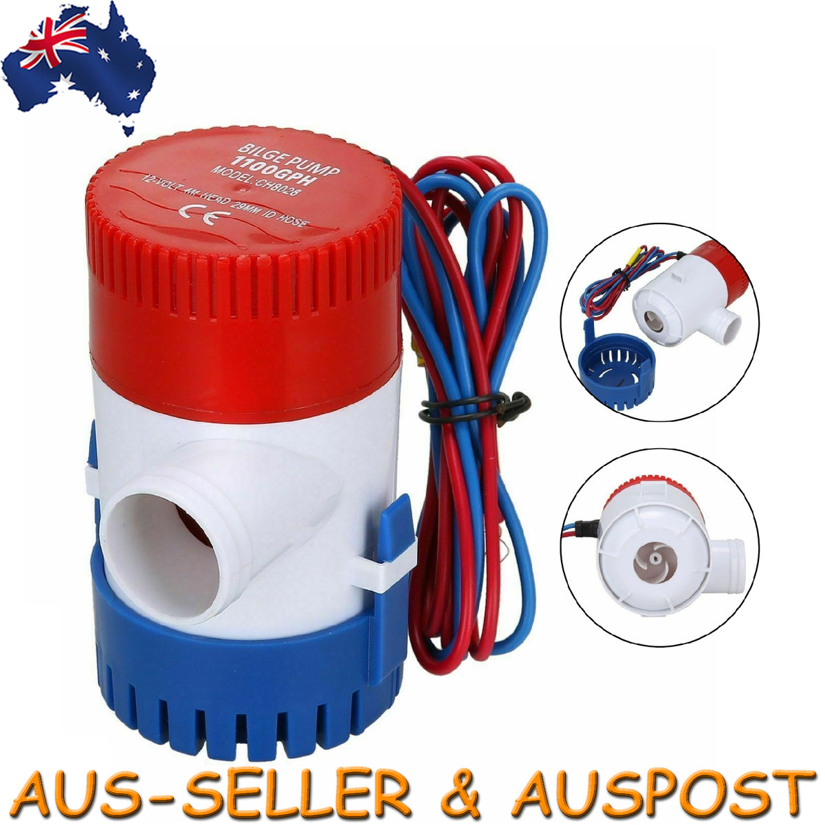 12V Submersible Bilge Water Pump Pool Fishing Boat Caravan Camping 1100GPH