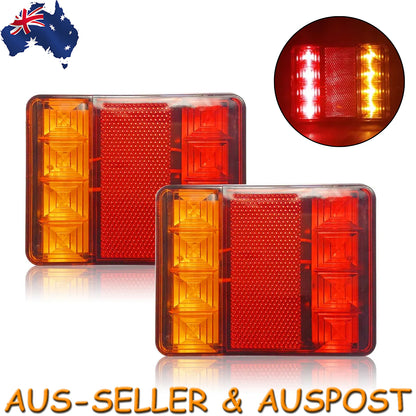 8 LED Trailer Tail Lights Stop Tail Lights Submersible Boat Truck Lamp 2x