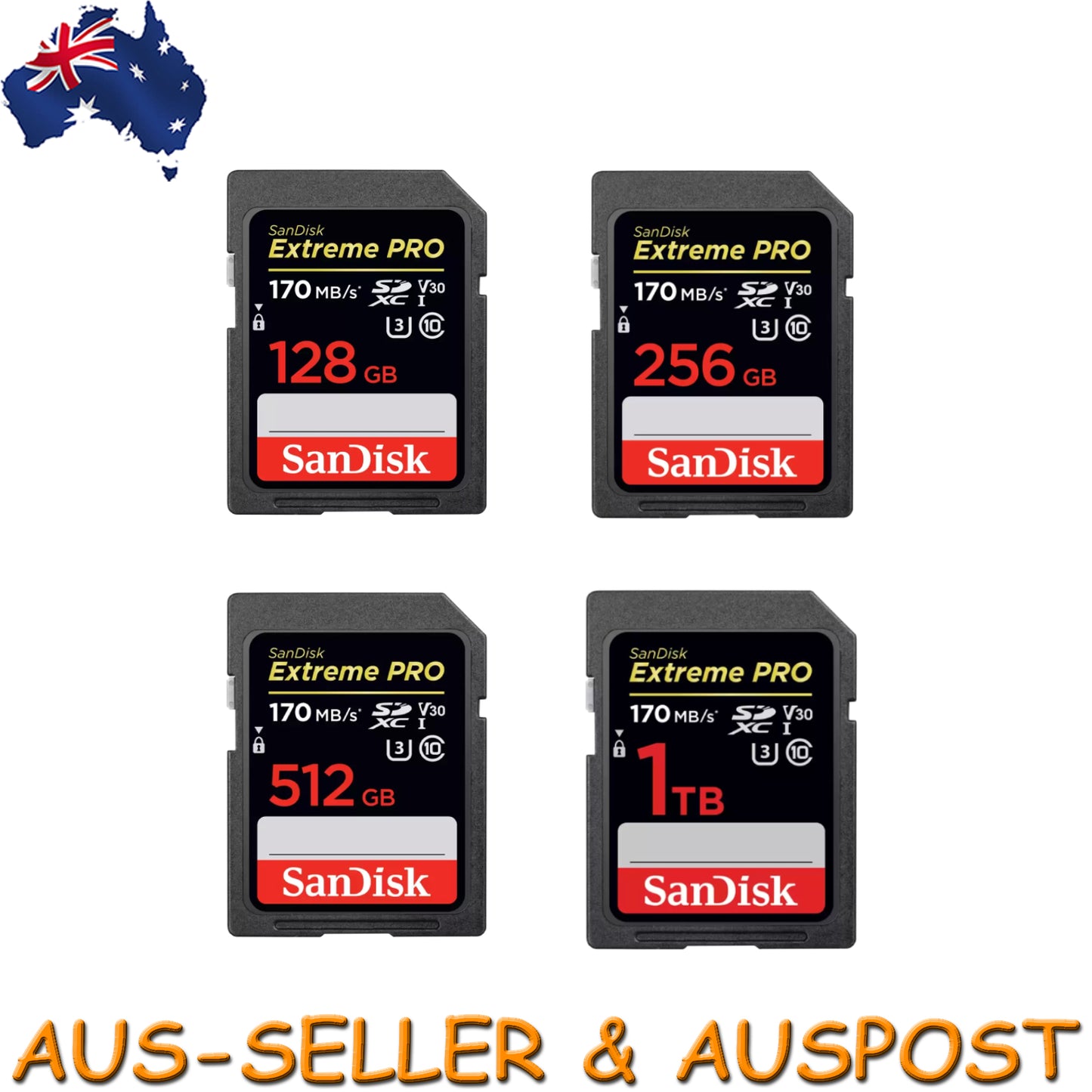 SanDisk Extreme Pro 64GB 128GB 256GB 512GB 1TB UHS-I SD Camera Memory Card 4K