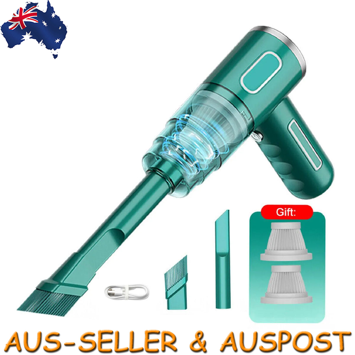 Cordless Handheld Vacuum Cleaner Car Mini Wireless Vacuum USB Rechargeable Green