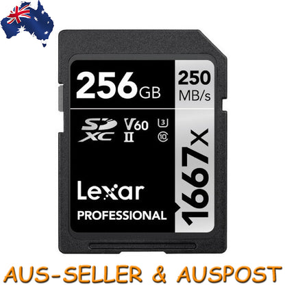 Lexar Professional 256GB SDXC 250MB/s SD Camera Memory TF Card 4K Video DSLR