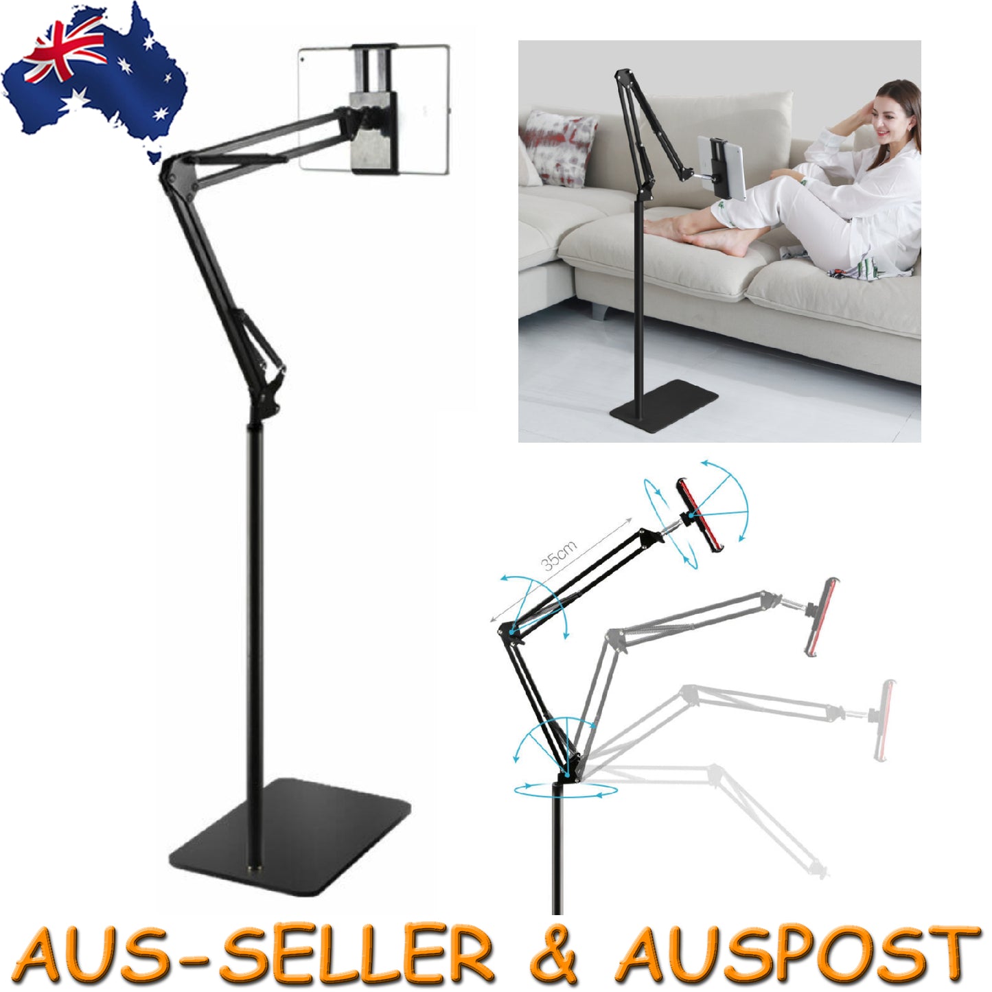 Portable Adjustable Hands Free Floor Stand Holder For Tablet Ipad Smart Phone