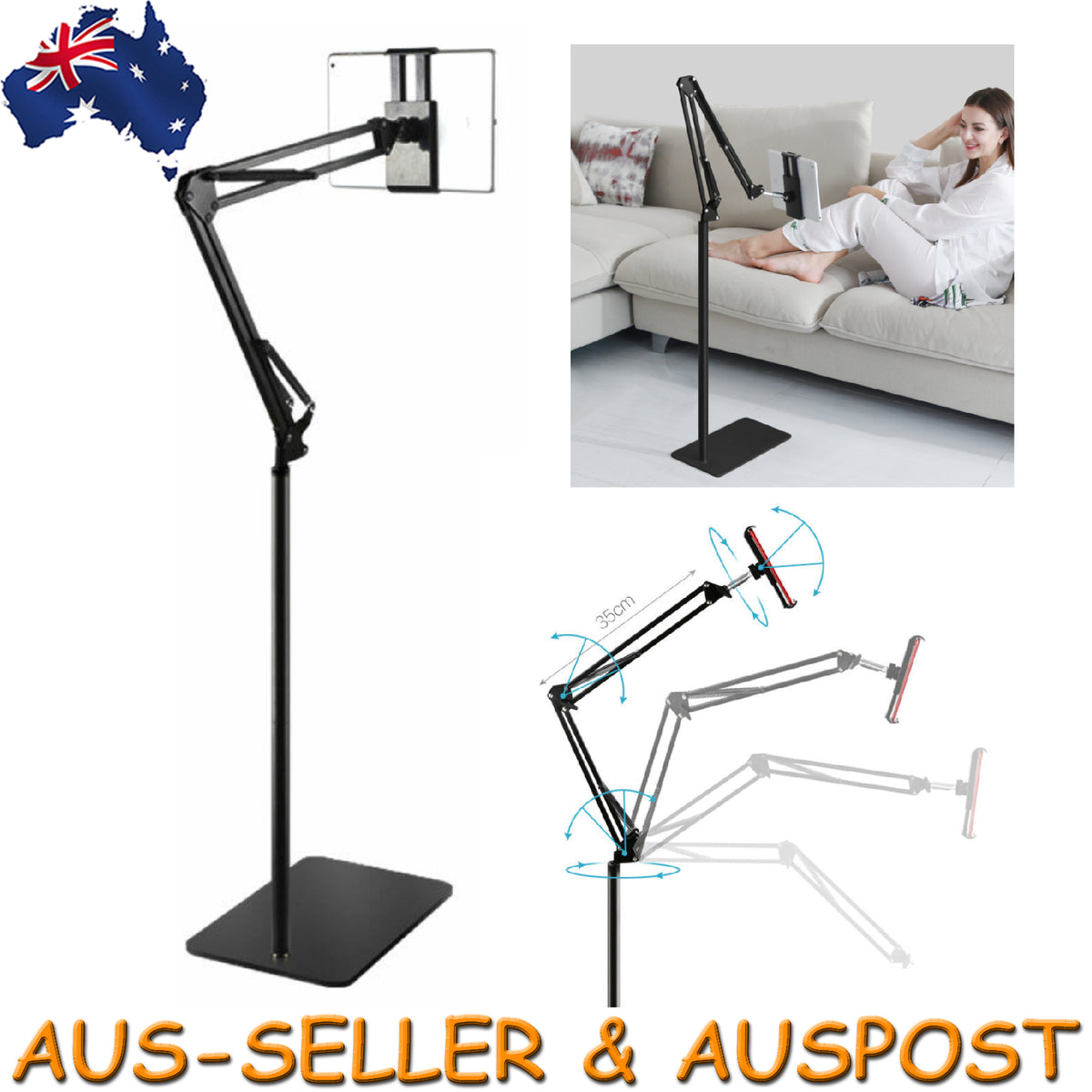 Portable Adjustable Hands Free Floor Stand Holder For Tablet Ipad Smart Phone
