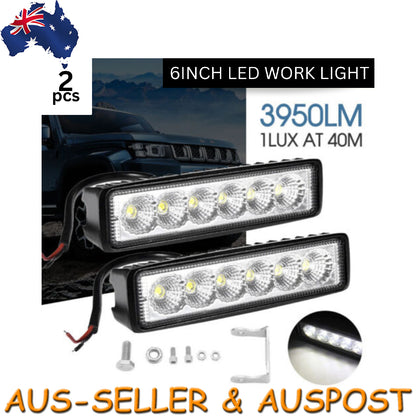 2x Portable 6Inch Led Work Light Bar Spot Flood Reverse Fog Driving Lights 4WD