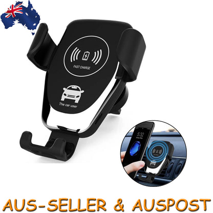 Wireless Fast Car Charger Non-Slip Gravity Car Holder Clamping Mount Air Vent