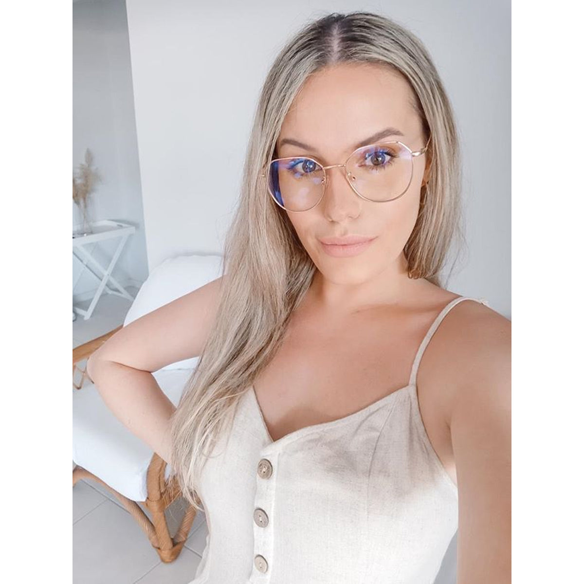 MANI VANCE Sasha Rose Gold Blue Light Blocking Computer Glasses Eye Protection