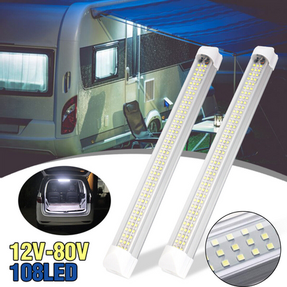 2x LED Strip Lights Bar Car 12V Camping Light Interior Lamp Caravan Boat Fishing