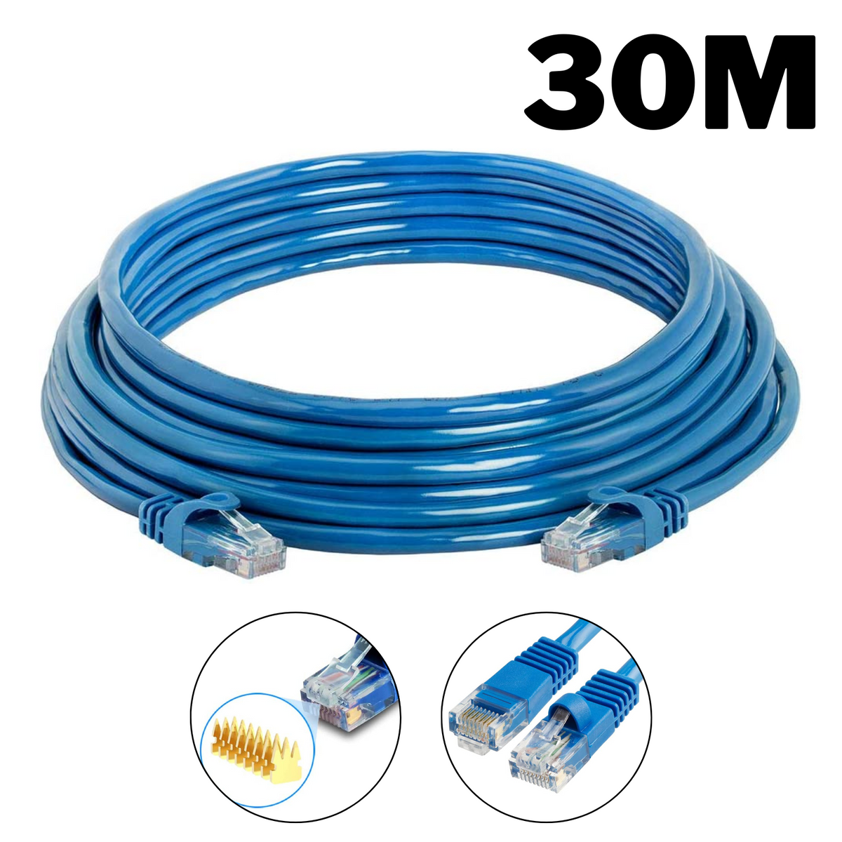 Portable Ethernet Network LAN Patch Cable CAT6 Network Link RJ45 1000Mbps - 30M