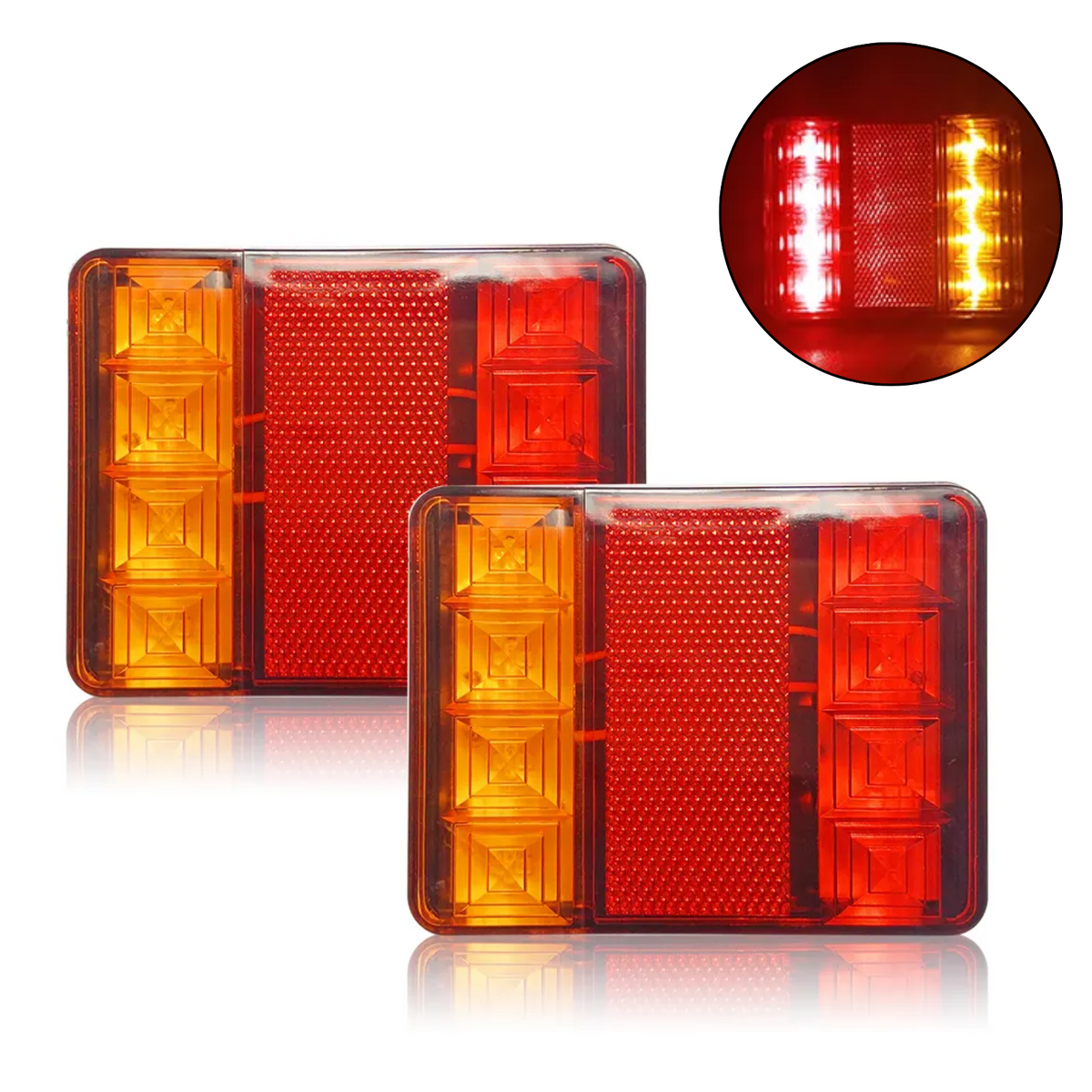 8 LED Trailer Tail Lights Stop Tail Lights Submersible Boat Truck Lamp 2x
