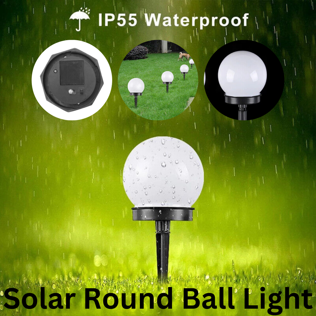 Solar LED Round Ball Light Garden Path Lawn Lamp Waterproof Outdoor