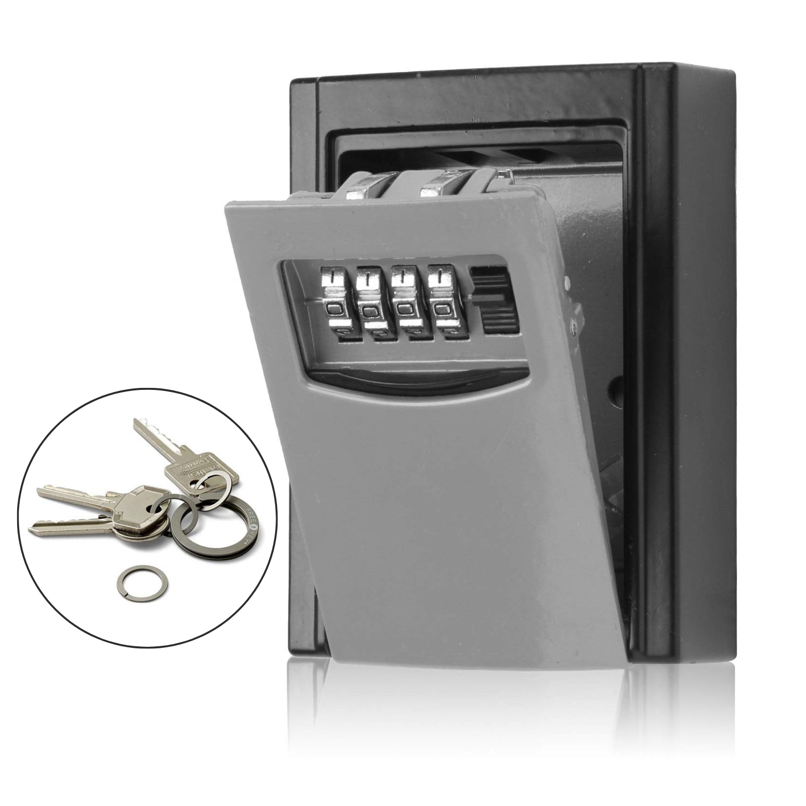 Wall-Mounted Key Safe Storage Box With 4 Digit Combination Lock Code Outdoor