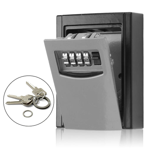 Wall-Mounted Key Safe Storage Box With 4 Digit Combination Lock Code Outdoor