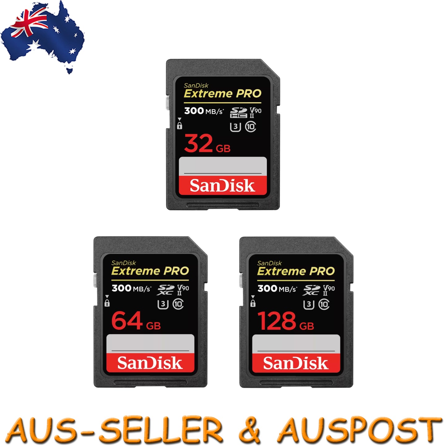 SanDisk Extreme Pro 32GB 64GB 128GB SDHC U3 SD Camera Memory Card DSLR 4K